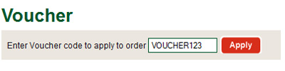 Enter your unique voucher code into the box at the bottom of your basket that says 'Enter Voucher code to apply to order'