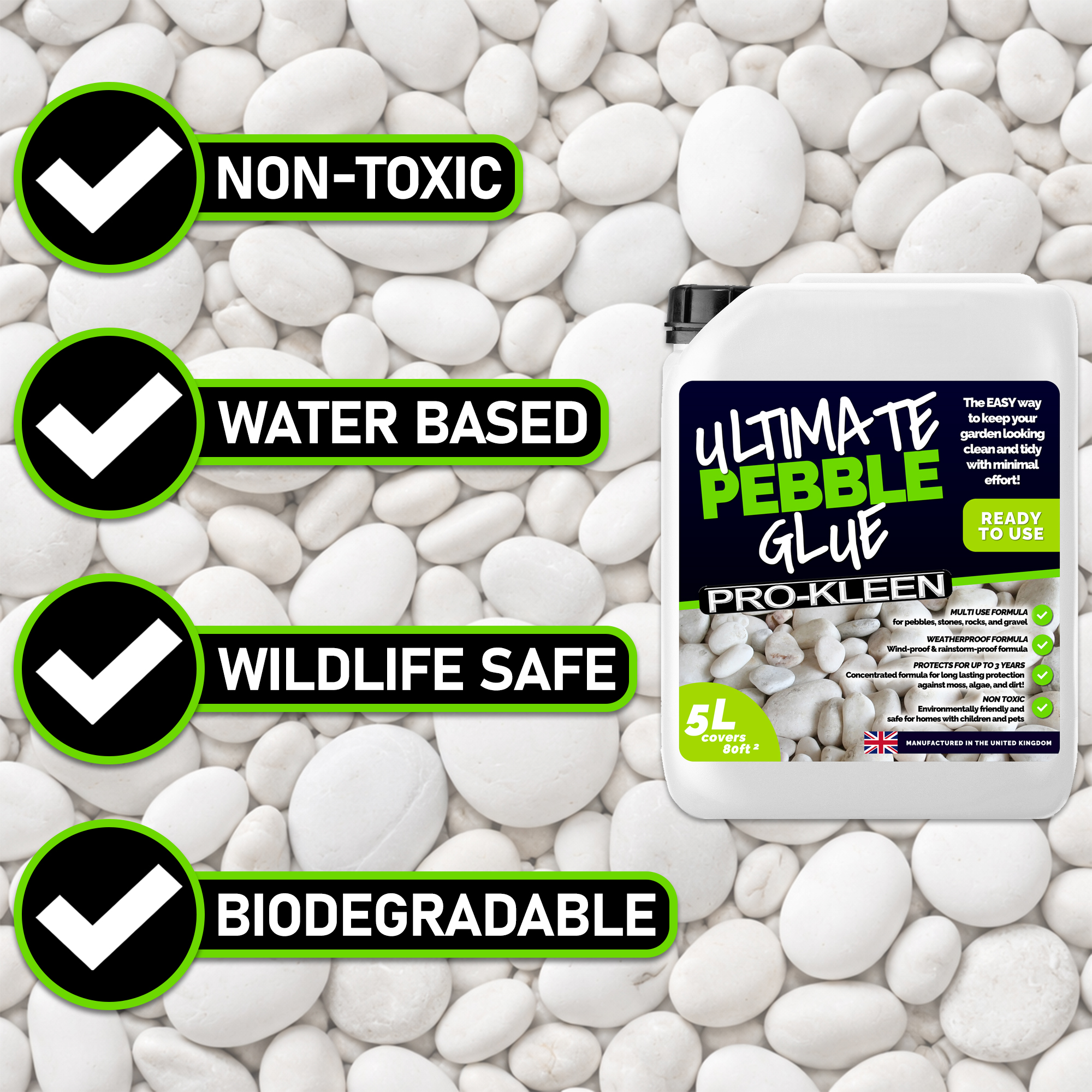 Pro-Kleen Pebble Glue – Decorative Gravel & Pebble Binder for Paths ...