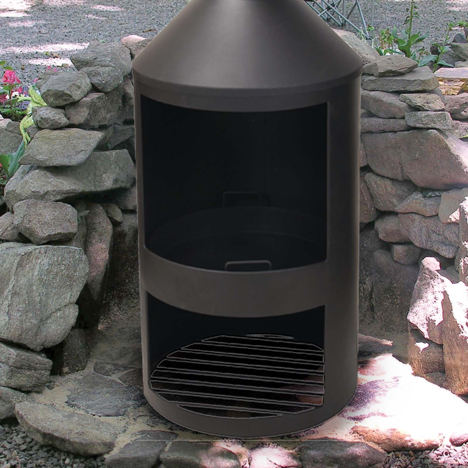 idooka Black Chiminea Outdoor Heating Fire Pit | Thompson u0026 Morgan
