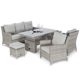 Maze Rattan Oxford Sofa Dining Set With Ice Bucket & Rising Table