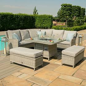Maze Rattan Oxford Royal Corner Dining Set with Firepit Table