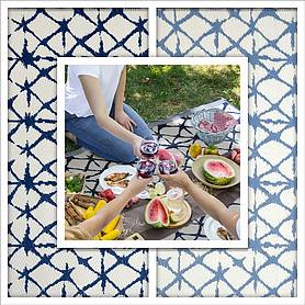 idooka Blue & White Triangles Outdoor Rug Camping Floor Mat Picnic Blanket 120 x 180cm
