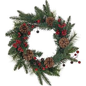 Christmas Wreath With Pinecone And Berries 30cm