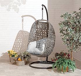 Brampton Luxury Rattan Wicker Outdoor Hanging Cocoon Egg Swing Chair Single