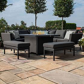 Pulse Outdoor Fabric Square Corner Firepit Table Dining Set