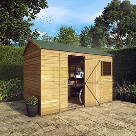 Waltons 10' x 6' Outdoor Wooden Overlap Reverse Apex Roof Garden Storage Shed