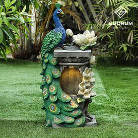 Peacock LED Garden Water Feature