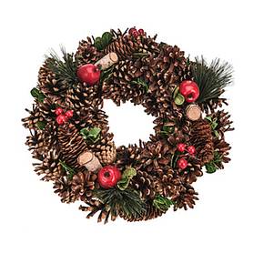 Christmas Wreath With Pine Cones And Berries