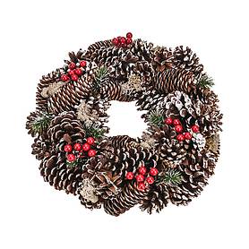 Christmas Wreath With Pine, Berries and a Frosted Snow Finish