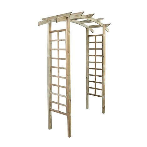 Cerland Luna Curved Wooden Garden Arch 2.21m Tall Trellis Side Walls