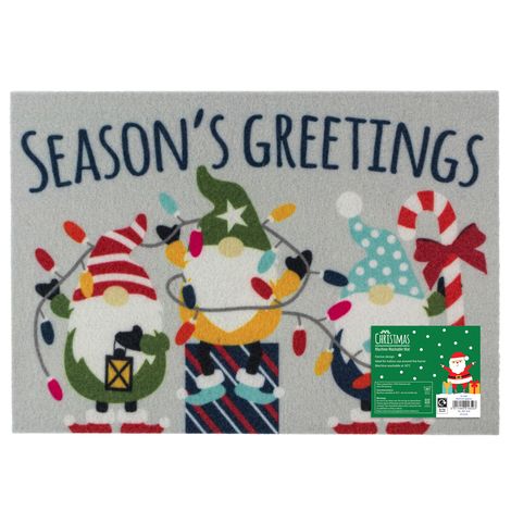 JVL Christmas Machine Washable Indoor Doormat Christmas Gonks 40x57cm