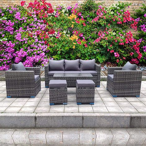 RATTAN WICKER GARDEN OUTDOOR CUBE TABLE AND CHAIRS FURNITURE PATIO DINING SET