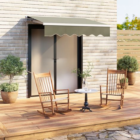 Grey Retractable Patio Manual Sunshade 2 x 1.5m
