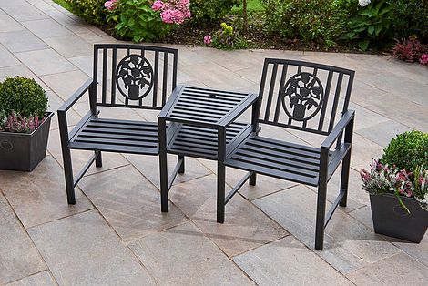 Duo Bench with Cast Iron Back Rests