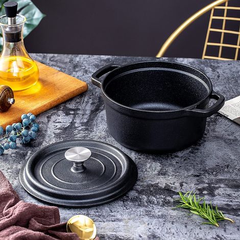 20cm Diameter Black Mini Cast Iron Dutch Oven with Lid