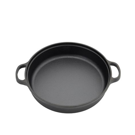 35cm Diameter Black Pre-Seasoned Cast Iron Pan