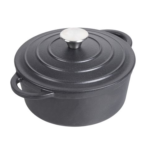 6L Matte Black Enameled Cast Iron Dutch Oven Pot with Lid