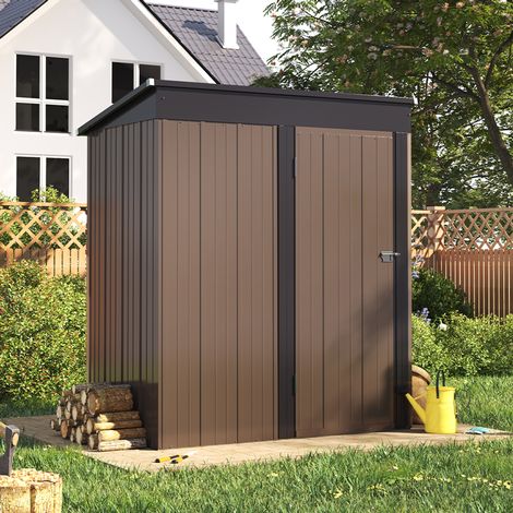 5.3 x 3ft Metal Garden Storage Tool Shed with Lockable Door - Brown