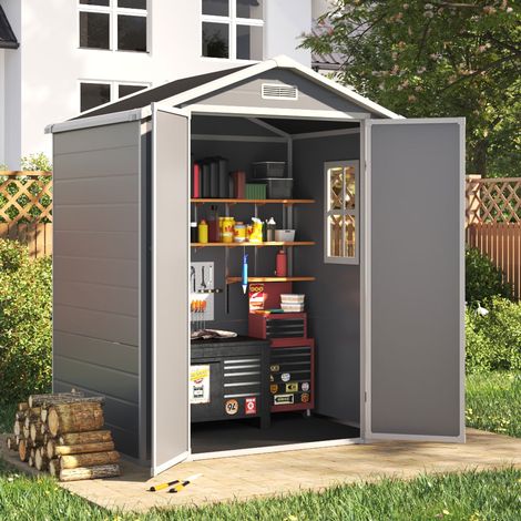 5 x 4ft Outdoor Plastic Garden Storage Shed - Grey