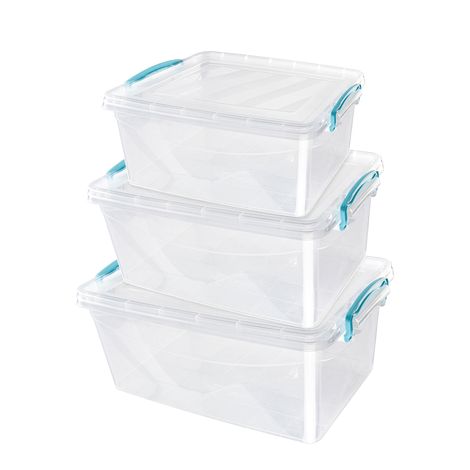 JVL Clear Multipurpose Storage Box With Lid - Set of 3