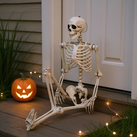 160cm Realistic Full Body Skeleton with Posable Joints for Halloween Decoration