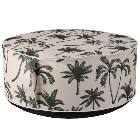 idooka Inflatable Outdoor Garden Pouffe Green & Cream Palm