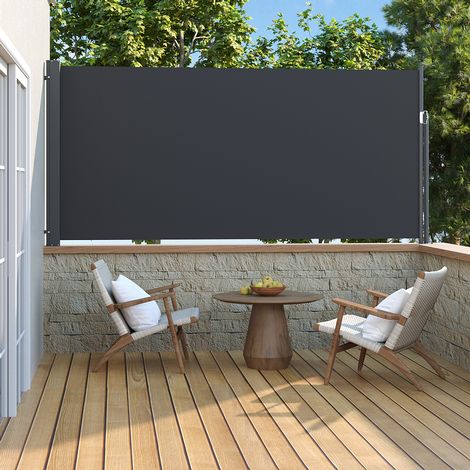 3x1.4m Outdoor Patio Retractable Side Awning Balcony Sunshade Blind - Grey