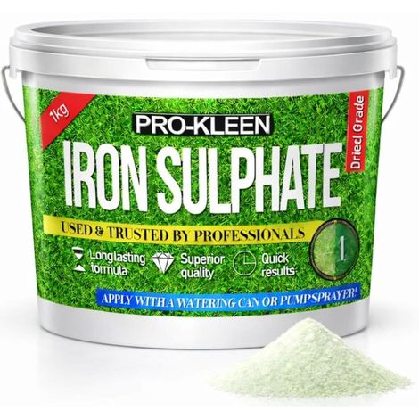 ProKleen Iron Sulphate Dry Grade 1KG - Lawn Feed Tonic Turf Grass Greener Greening