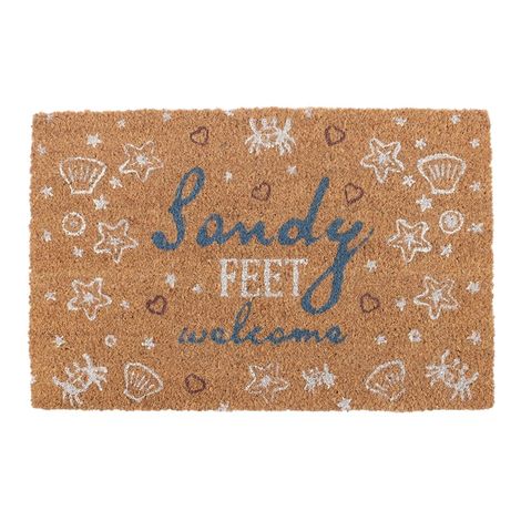 Natural Coir Sandy Feet Welcome Doormat - 60x40cm
