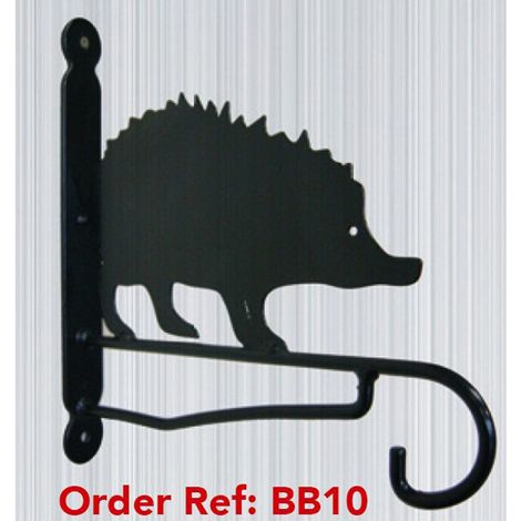 Hedgehog Feature Bracket - Steel Hanging Basket Holder - Steel - H33 cm - Black