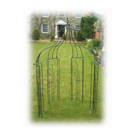 Flower Bower (Inc Ground Spikes) Garden Gazebo - Solid Steel - L89 x W177.7 x H304.8 cm - Black