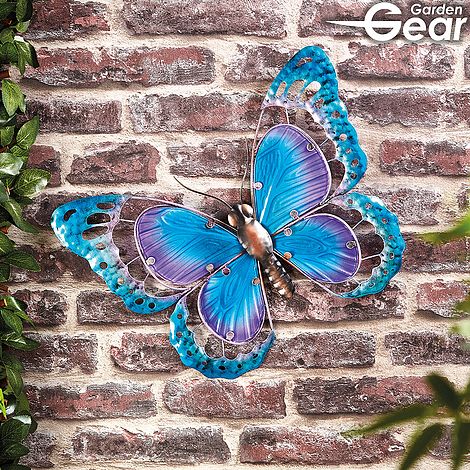 Garden Gear Metal and Glass Butterfly Wall Art - Blue