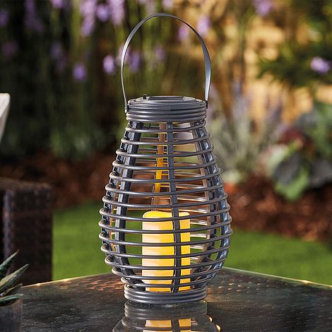 Garden Gear Flickering Candle Rattan, Solar Garden Lantern