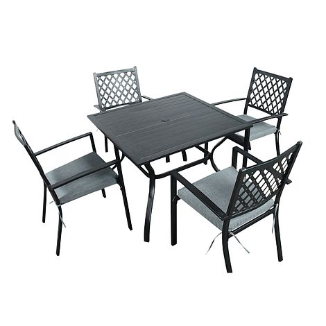 Addlington 4 seat Metal Dining Set - Black