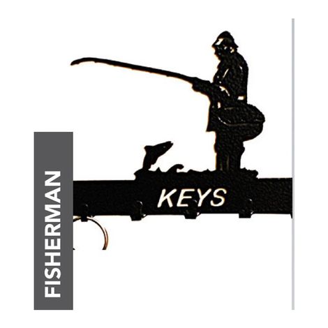 Fisherman Key Holder - Rack - Solid Steel - W15 x H9 cm - Black