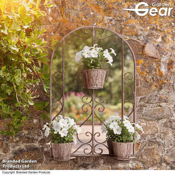 Serenity - Dove Grey Garden Mirror with Planters