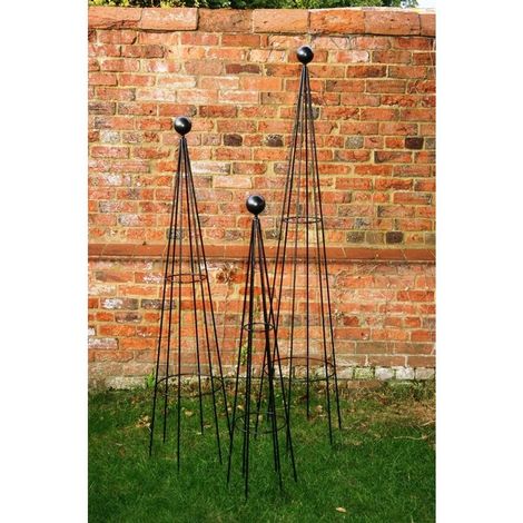 Hampton 5Ft Obelisk Bare Metal/Ready to Rust - Garden Plant Border Support - Solid Steel - L33 x W33 x H152.4 cm