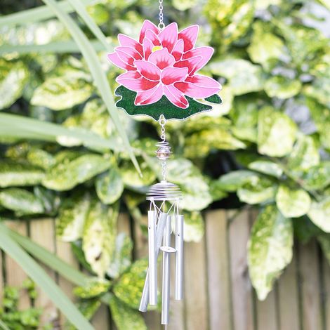 Serene Pink Waterlily Floral Windchime