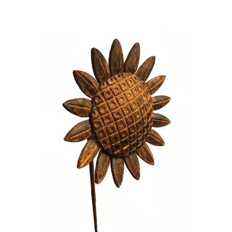 Sunflower 4Ft Plant Pin - Solid Steel - W160 x H121.9 cm - Bare Metal/Ready to Rust