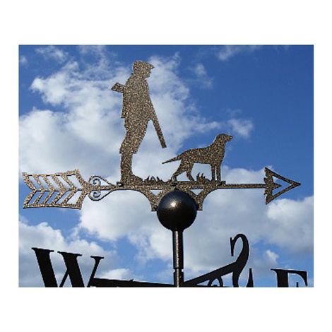 Man and Dog Weathervane - Solid Steel - W61 x H88 cm - Black