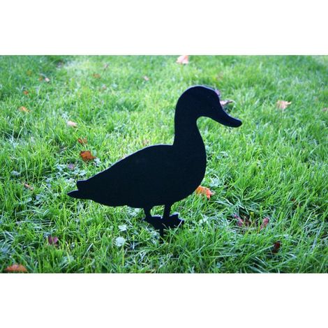 Duck Facing on Stake - Hand Made By Traditional Forge, Steel Garden Ornament - Steel - W17.8 x H30 cm - Bare Metal/Ready to Rust