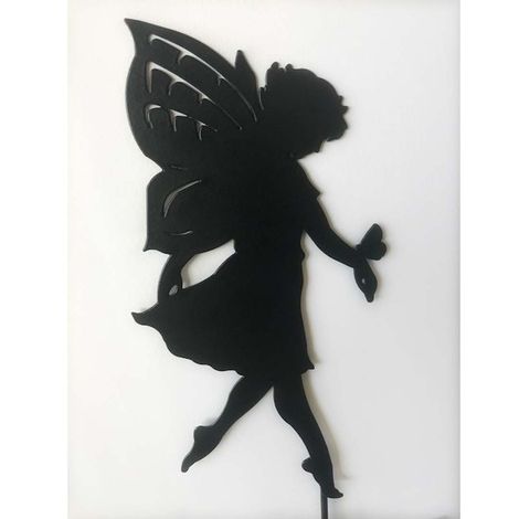 Large Fairy - Garden Ornament - Solid Steel - L28 x W28 x H28 cm - Black