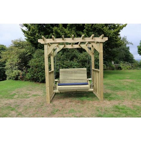 Ophelia Swing - Sits 2, Wooden Garden Swinging Chair Hammock - L125 x W180 x H200 cm - Minimal Assembly Required