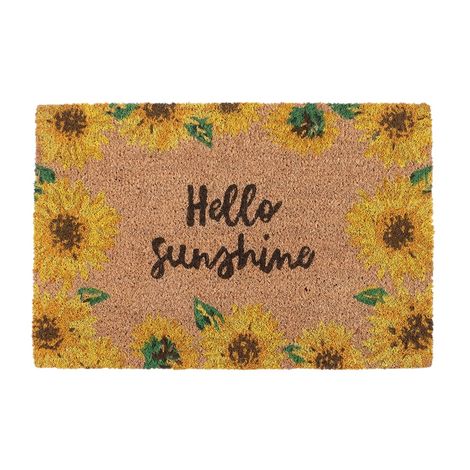 Natural Coir Hello Sunshine Sunflower Doormat - 60x40cm