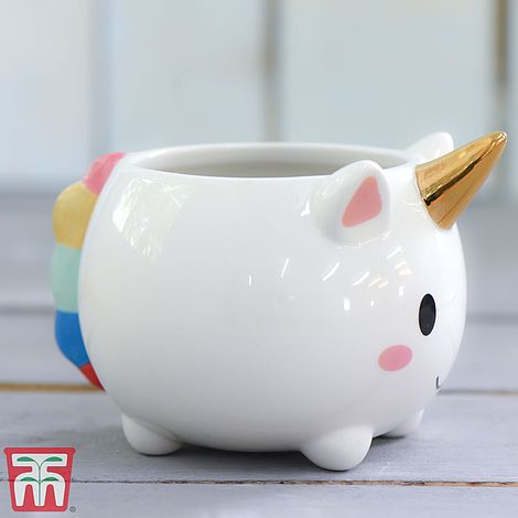 Unicorn Pot with Gold Horn