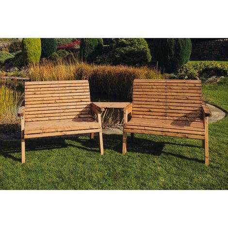 Valley 4 Seat Set 2X2B Angled Tray - Timber - L100 x W280 x H95 cm - Garden Furniture - Fully Assembled