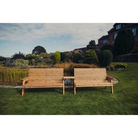 Valley 6 Seat Set 2X3B Straight Tray - Timber - L100 x W330 x H95 cm - Fully Assembled - Set of Waterproof Cushions Included
