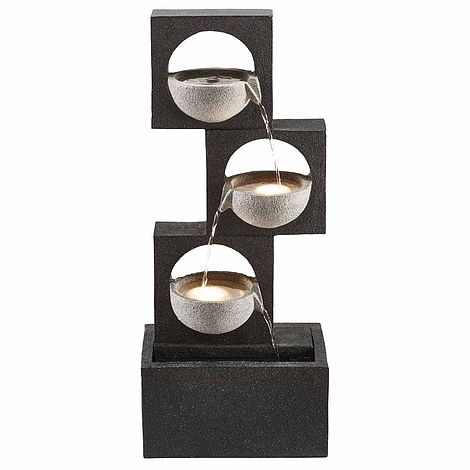 LED Lights Self Contained Modern Height 78cm Outdoor Serenity Granite-Effect Cascading Bowls Water Feature