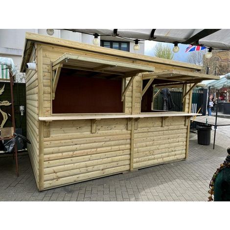 3.6m x 2.4m Grenwich Chalet - Timber - L280 x W390 x H262 cm - Minimal Assembly Required