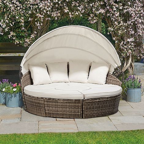 Rattan Day Bed with Table - 180cm